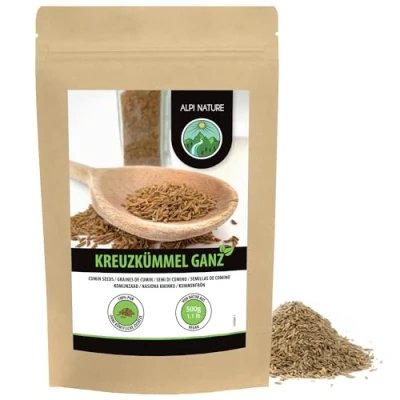Image de Alpi Nature Cumin Graines 500g, de Entières pour la Cuisine et les Mélanges d&#039;Épices