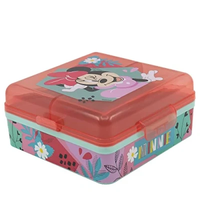Afbeelding van Stor Minnie Mouse vierkante lunchbox met 3 vakken