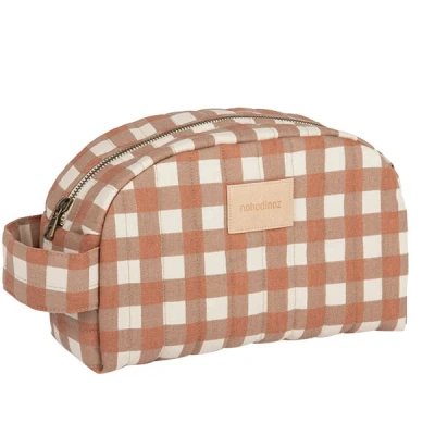 Afbeelding van Nobodinoz toilettas hyde park terracotta checks