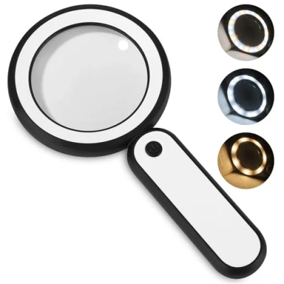 Afbeelding van vergrootglas met licht, 30X draagbaar, 21 leds, koud en warm licht 3 modi, verlicht voor ouderen, lezen, inspectie, munten, sieraden, verkenning