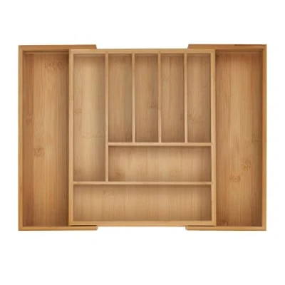 Afbeelding van bestekbak uitschuifbaar 7 9 vakken 5 x 28 44,5 33,5 cm bamboe