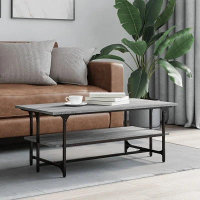 Afbeelding van Salontafel 100x50x40 cm bewerkt hout grijs sonoma eikenkleurig