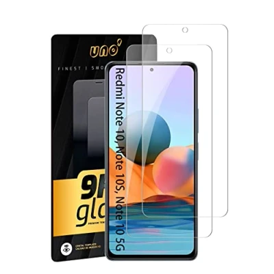 Afbeelding van UNO&#039; 2 stuks displaybeschermfolie van gehard glas, luchtbelvrij, 9H, krasbestendig, compatibel met Xiaomi Redmi Note 10, 10S, 10 5G