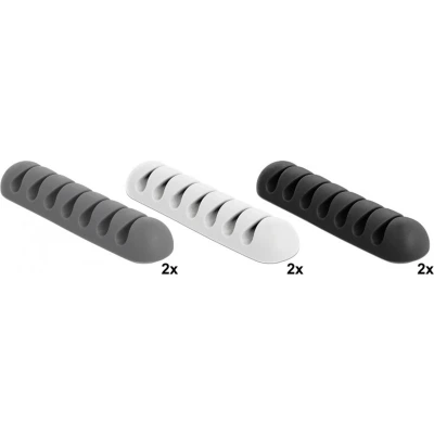 Afbeelding van Zelfklevende kabelhouders voor 7 kabels 6 stuks / zwart/wit/grijs