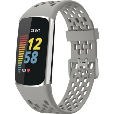 Afbeelding van imoshion bandje Geschikt voor Fitbit Charge 5 / 6 Siliconen sport met gaatjes Grijs