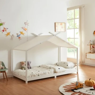 Afbeelding van Kinderbed Brome huisbed 90x200 cm wit [en.casa]