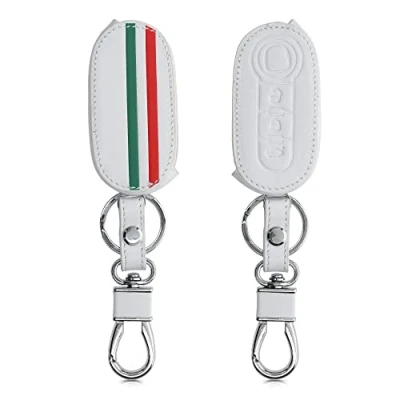 Afbeelding van kwmobile autosleutelhoes geschikt voor Fiat Lancia 3 knops inklapbare autosleutel Hoesje van imitatieleer in groen / rood wit Italiaanse Strepen design