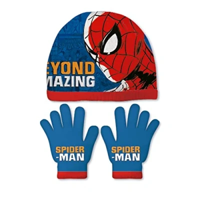 Afbeelding van Muts en Wanten Spider Man Great power Blauw Rood
