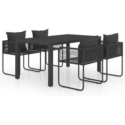 Afbeelding van vidaXL 5 delige Tuinset PVC rattan zwart