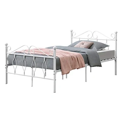 Afbeelding van Metalen bedframe Apolda met bedbodem wit 120x200 cm