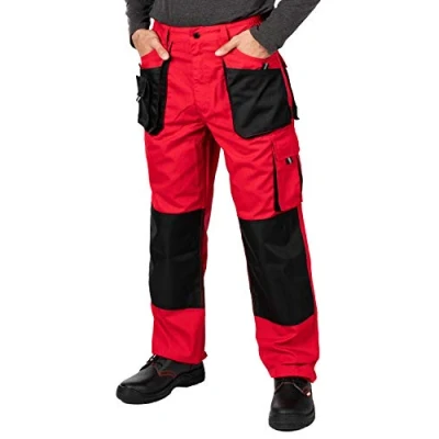 Afbeelding van MAZALAT Werkbroek voor heren, met kniezakken. werkkleding, meerdere zakken, grote maat S XXXL, herenkleding, hoge kwaliteit, 60, Rood