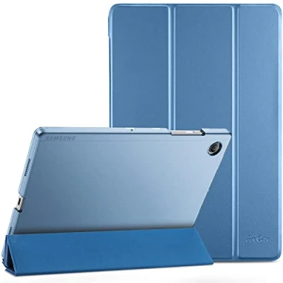 Afbeelding van ProCase Ultradunne en lichte beschermhoes met klep voor Galaxy Tab A8 10,5 inch SM X200/X205 2022 doorschijnende matte achterkant blauw