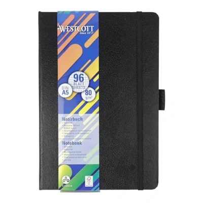 Afbeelding van Westcott E 744836 00 notitieboek DIN A5, geruit, 192 pagina&#039;s in elegante hardcover, duurzaam FSC mix papier, 80 g/m², met binnenvak, bladwijzer, elastiek en penhouder