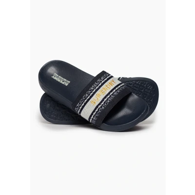 Afbeelding van Superdry Vegan Webbing Badslippers, Dames, Maat: 40 42, Truest navy Rubber/ textiel