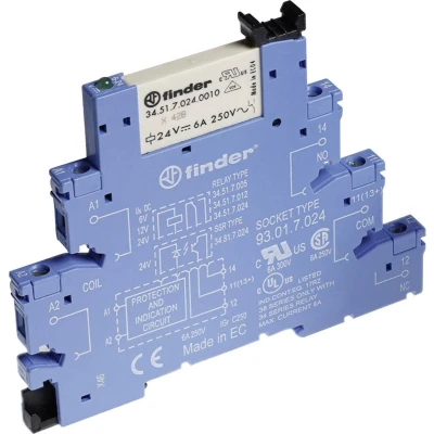 Afbeelding van Finder 38.61.7.024.5050 Relaismodule Nominale spanning: 24 V/DC Schakelstroom (max.): 6 A 1x wisselcontact 1 stuk(s)