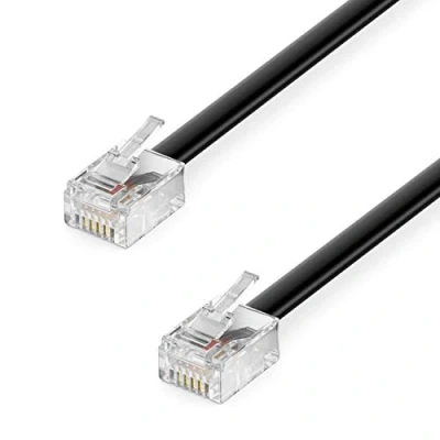 Afbeelding van deleyCON 2 m telefoonkabel RJ11 modulaire kabel 6P4C westernkabel platte telefoonaansluiting modem router fax ISDN DSL VDSL internet zwart