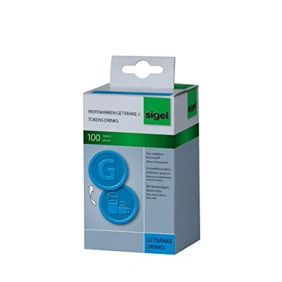 Afbeelding van SIGEL Wm007 Set van 100 chips &quot;drank&quot;, Ø 2,5 cm, blauw