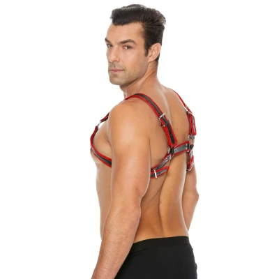 Afbeelding van Shots Ouch! Leren Bulldog Harnas met Gespen S/M red