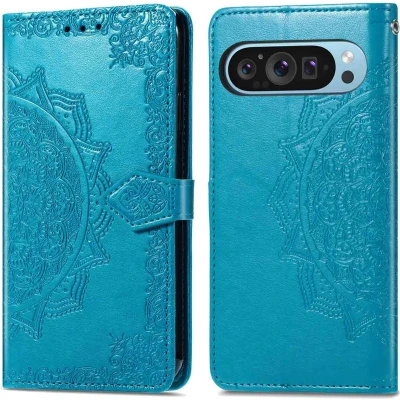 Afbeelding van iMoshion Hoesje Geschikt voor Google Pixel 9 Met Pasjeshouder Mandala Bookcase Turquoise