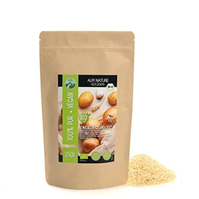 Afbeelding van biologische gegranuleerde uien (250 g), uien, van gecertificeerde teelt, biologisch in het laboratorium getest, 100% zuiver en natuurlijk