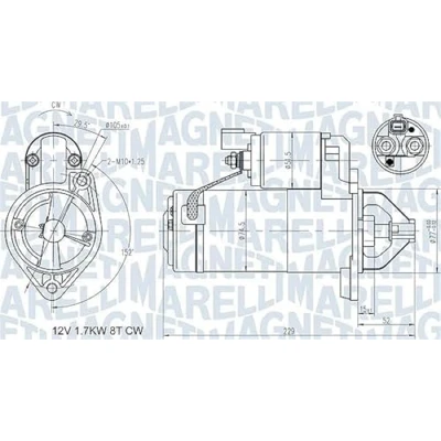 Afbeelding van MAGNETI MARELLI 063721365010 Startmotor 12 1,7 8 HYUNDAI: Getz, i30 II Hatchback, Matrix, KIA: Picanto I, Pro cee‘d I Cerato Hatchback