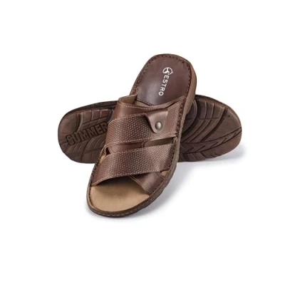 Afbeelding van ESTRO Sandalen voor heren, leer, zomer, sandalen, met antislipzool, S5, Bruin, 40 EU