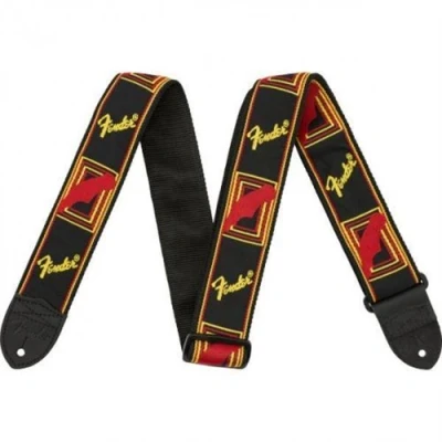 Image de Sangle guitare monograme fender black/yellow/red