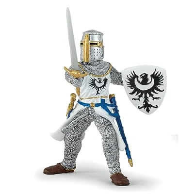 Afbeelding van Papo Handbeschilderd figuur Middeleeuws Fantastisch Witte ridder met zwaard 39946 Verzamelobject voor kinderen Meisjes en jongens Vanaf 3 jaar