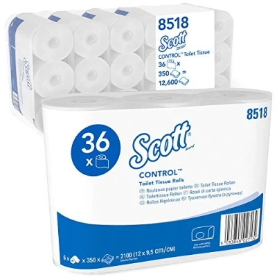 Afbeelding van SCOTT* PLUS toiletpapier op rollen 8518 36 kleine van 350 witte formaten 3 laags