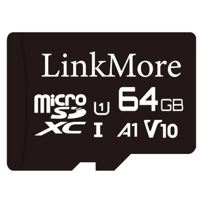 Afbeelding van LinkMore Micro SDHC V11 64 GB, compatibel met A1, UHS I, U1, V10, klasse 10, leessnelheid tot 90 MB/s, SD adapter inbegrepen
