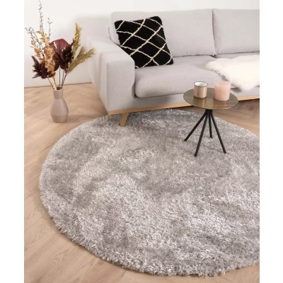 Afbeelding van Rond Hoogpolig Vloerkleed Velours Posh Lichtzilver 80 Cm