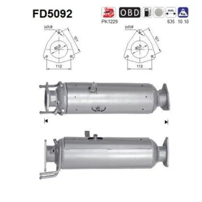 Afbeelding van AS FD5092 Roetfilter Euro 5 Cordieriet IVECO: DAILY Pritsche/Fahrgestell