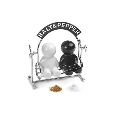 Afbeelding van Balvi peper en zoutstel Metaal Keramiek Zilver / 12.5 x 5 cm met