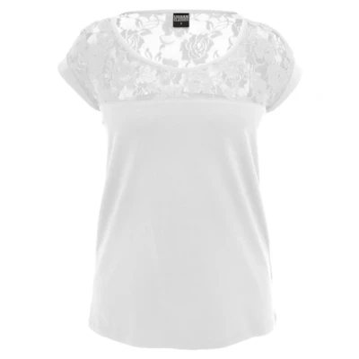 Afbeelding van Urban Classics Ladies TOP Laces TEE Tshirt print, Dames, Maat: XS, White