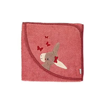 Afbeelding van Sterntaler Emmily Badhanddoek met capuchon, vlindermotief, 100 x cm, lichtrood