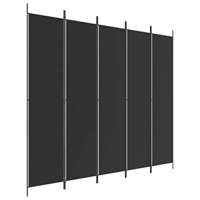 Afbeelding van vidaXL Scheidingswand, 5 panelen, zwart, 250 x 220 cm, stof