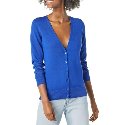 Image de Amazon Essentials Cardigan léger à col en V (grande taille disponible) Kvinnors, Bleu Vif, L