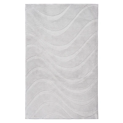 Afbeelding van Lina Luxe Badmat Fluffy Hotelkwaliteit Wasbaar &amp; Anti slip 100% Polyester, Soft Touch Zilver Rechthoek Polyester 40x60 cm
