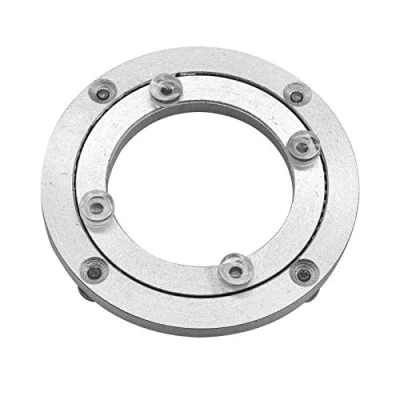 Afbeelding van Stevig draaiplateau van aluminiumlegering, draaibaar kogellager, ronde eettafel, soepel draaibare plaat voor tafelblad, serveerbeurzen.