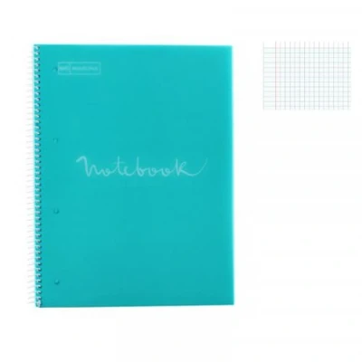 Image de Cahier A4 (21x29,7cm) Grands carreaux 80 pages couverture en polypro bleu ciel à spirale Miquelrius