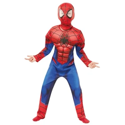Afbeelding van Rubies Spiderman Kostuum Spider Man Deluxe Spinneman Kind Blauw, Rood Maat 104 Carnavalskleding Verkleedkleding
