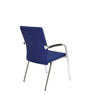 Afbeelding van Vergaderstoel F240 4 poots met chrome onderstel in blauwe stof