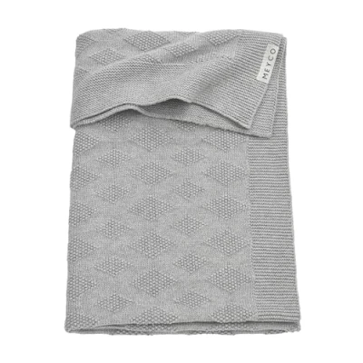 Afbeelding van Meyco Baby Diamond ledikant deken biologisch grey melange 100x150cm