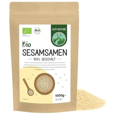 Afbeelding van Graines de sesame blanc pelées BIO 1kg par Alpi Nature, bi crues, pour la cuisine et pâtisserie