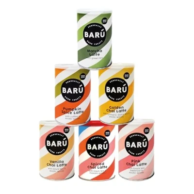 Afbeelding van Barú Latte Discovery Pack Chai Chai, Vanille, Rose, Golden Matcha, Pumpkin Spice 6 x 250 g 96 porties natuurlijk, vegetarisch, handgemaakt in België