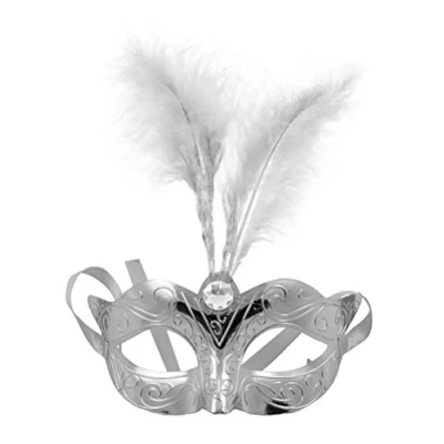 Afbeelding van Folat Masker Venetiaans 23 Cm Metallic Zilver One size