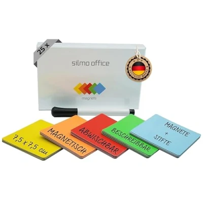 Afbeelding van SILMO 25 beschrijfbare magneetstrips 75 x mm kleurrijk + marker Kanban Scrum Board whiteboard uitwisbare koelkastmagneten op maat te snijden plakstrips voor kantoor