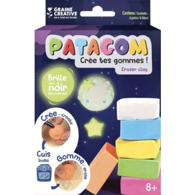 Afbeelding van Maak je eigen Gum Klei Patagom 6 blokjes, glow in the dark