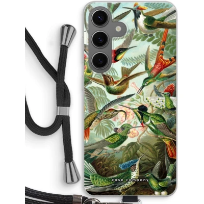 Afbeelding van Case Company® hoesje met Koord geschikt voor Samsung Galaxy S24 Haeckel Trochilidae Telefoonhoesje Zwart Bescherming aan alle Kanten en Over de Schermrand