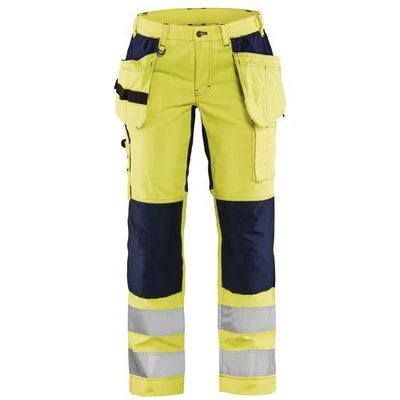 Image de Pantalon haute visibilité stretch femme jaune fluorescent/marine